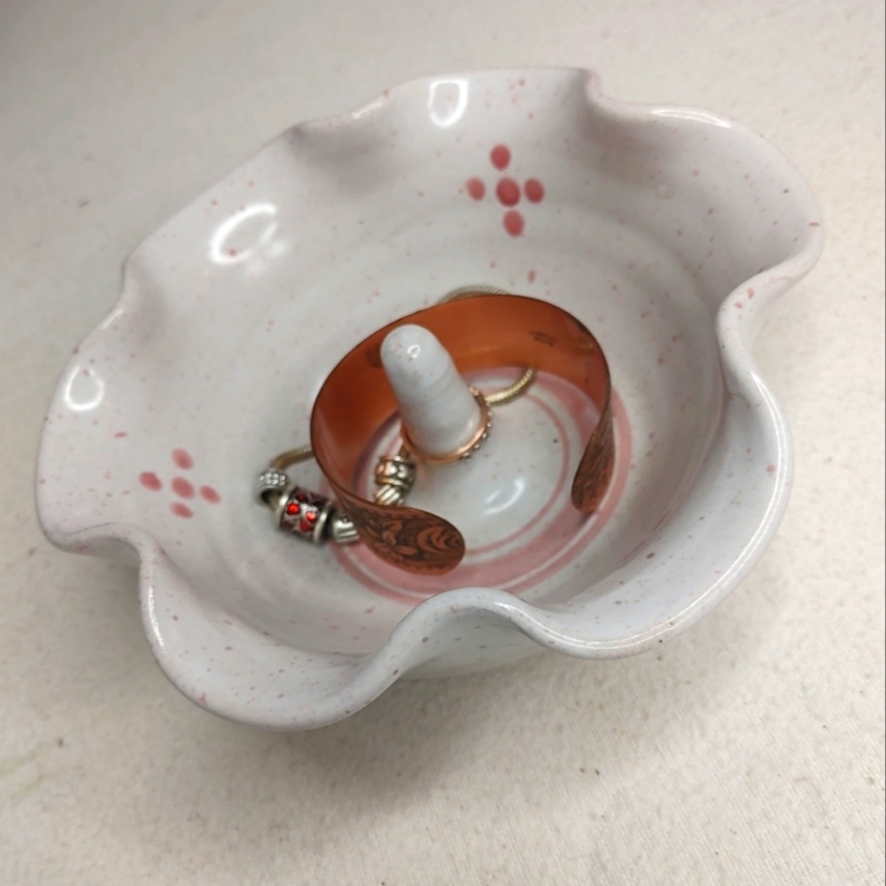 Vtg Pottery Apple Baker Dish Bowl Jewelry & Ring Holder